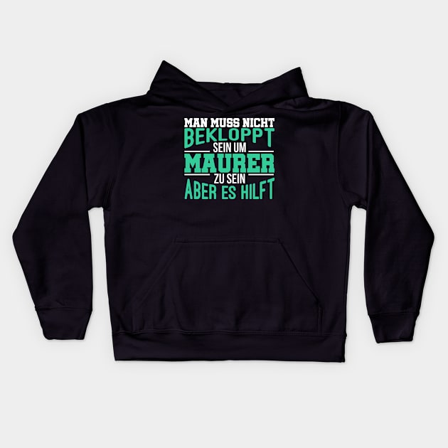 bricklayer profession master bricklayer construction site Kids Hoodie by Toeffishirts